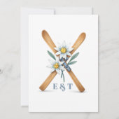 Glijdend in Forever Ski Edelweiss Flower Wedding Kaart (Achterkant)