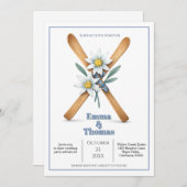 Glijdend in Forever Ski Edelweiss Flower Wedding Kaart (Voorkant / Achterkant)