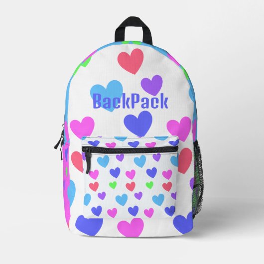 Glijdende harten - Leuke geassorteerde pastelkleur Bedrukte Rugzak (Voorkant)