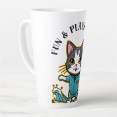 Glijdende Kat Plezierige & Speelse Sfeer Latte Mok (Linkerhoek)