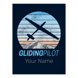 Glijdende Piloot Vintage Aviator Zonsondergang Vli Perfect Poster