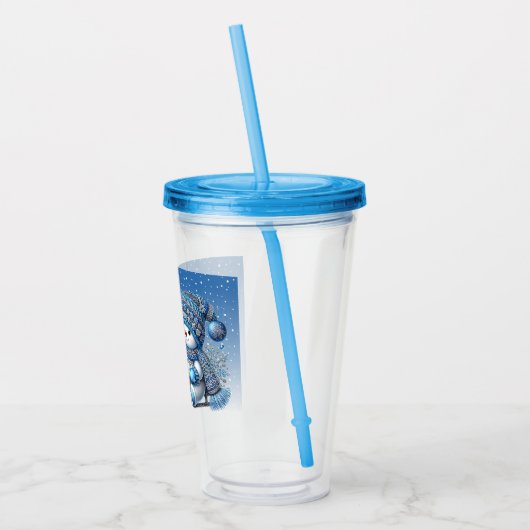Glijdende sneeuwman Kerst Vakantie Acryl Tumbler Acryl Drinkbeker (Links)
