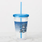 Glijdende sneeuwman Kerst Vakantie Acryl Tumbler Acryl Drinkbeker (Voorkant)