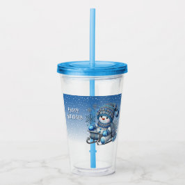 Glijdende sneeuwman Kerst Vakantie Acryl Tumbler Acryl Drinkbeker
