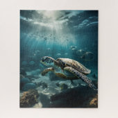 glijding door koraalrif - Zee schildpad Legpuzzel (Verticaal)