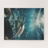 glijding door koraalrif - Zee schildpad Legpuzzel (Horizontaal)