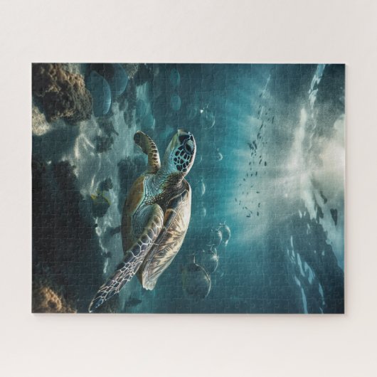 glijding door koraalrif - Zee schildpad Legpuzzel (Horizontaal)
