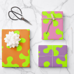 glijster glippen oranje roze lila feest inpakpapier vel