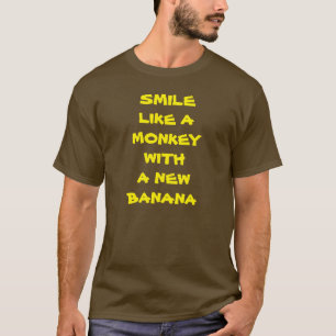 Glimlach als een aap met een nieuw banaan T-shirt