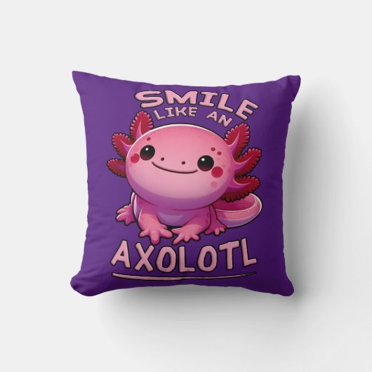 Glimlach als een Axolotl Kussen (Voorkant)