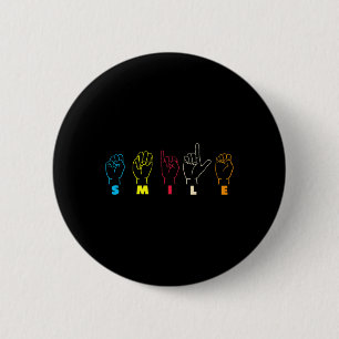 Glimlach Asl Alfabet Amerikaans Gebarentaal Asl Le Ronde Button 5,7 Cm