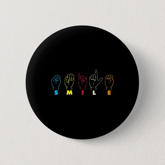 Glimlach Asl Alfabet Amerikaans Gebarentaal Asl Le Ronde Button 5,7 Cm (Voorkant)