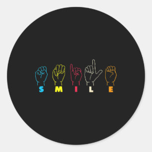 Glimlach Asl Alfabet Amerikaans Gebarentaal Asl Le Ronde Sticker