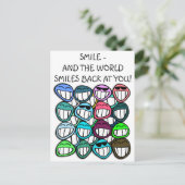 Glimlach - en de wereldglimlachen terug bij u! briefkaart (Staand voorkant)