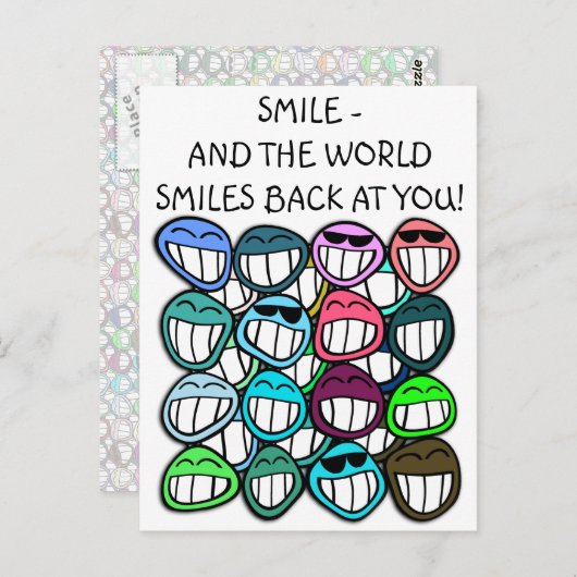 Glimlach - en de wereldglimlachen terug bij u! briefkaart (Voorkant / Achterkant)