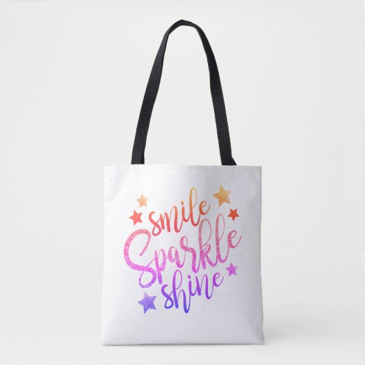 Glimlach en glimlach moderne regenboogtekst tote bag (Voorkant)