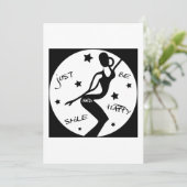 Glimlach en wees blij, grappige stok vrouw bedankkaart (Staand voorkant)