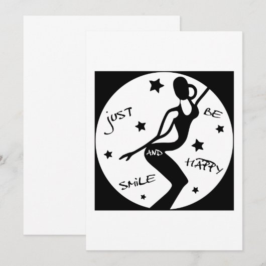 Glimlach en wees blij, grappige stok vrouw bedankkaart (Voorkant / Achterkant)