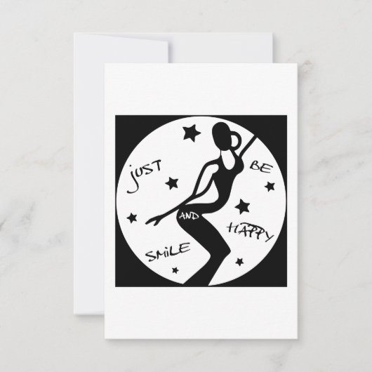 Glimlach en wees blij, grappige stok vrouw bedankkaart (Voorkant)