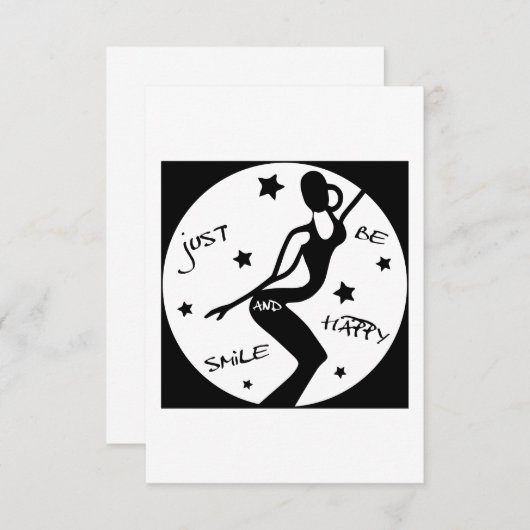 Glimlach en wees blij, grappige stok vrouw bedankkaart (Voorkant / Achterkant)