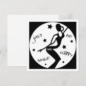 Glimlach en wees blij, grappige stok vrouw feestdagenkaart (Voorkant / Achterkant)