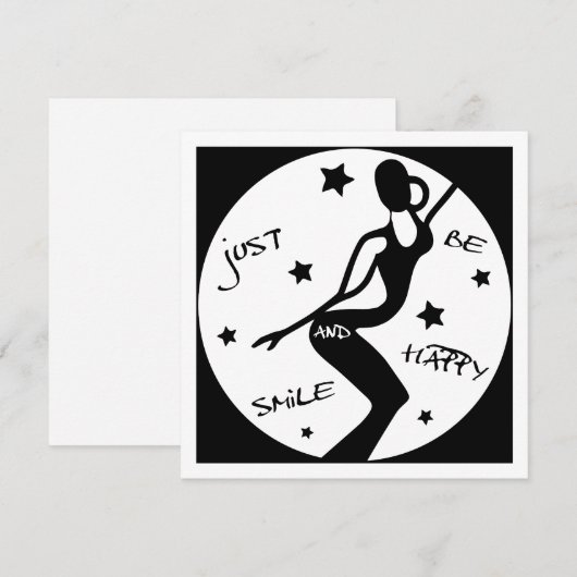 Glimlach en wees blij, grappige stok vrouw feestdagenkaart (Voorkant / Achterkant)