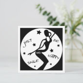 Glimlach en wees blij, grappige stok vrouw feestdagenkaart (Staand voorkant)