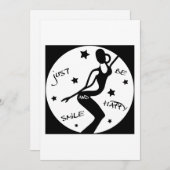 Glimlach en wees blij, grappige stok vrouw feestdagenkaart (Voorkant / Achterkant)