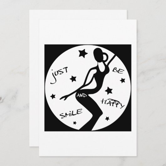 Glimlach en wees blij, grappige stok vrouw feestdagenkaart (Voorkant / Achterkant)