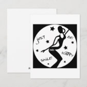 Glimlach en wees blij, grappige stok vrouw feestdagenkaart (Voorkant / Achterkant)