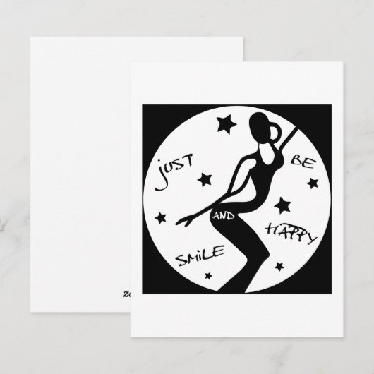 Glimlach en wees blij, grappige stok vrouw feestdagenkaart (Voorkant / Achterkant)