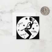 Glimlach en wees blij, grappige stok vrouw notitiekaartje (Voorkant / Achterkant in situ)