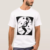 Glimlach en wees blij, grappige stok vrouw t-shirt (Voorkant)