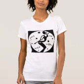 Glimlach en wees blij, grappige stok vrouw t-shirt (Voorkant)