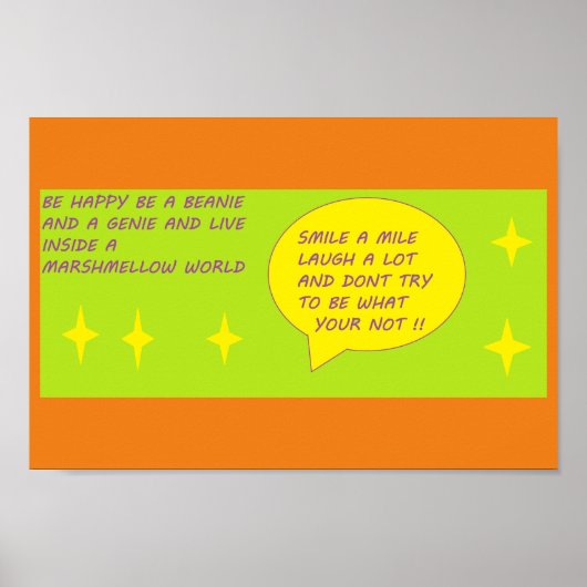 Glimlach en wees blij poster print Thema Beanie (Voorkant)