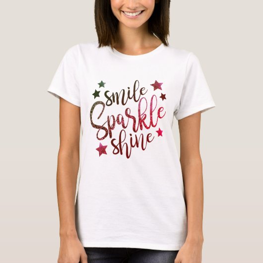 Glimlach, fonkel & straal in paarse gradiënt tinte t-shirt (Voorkant)