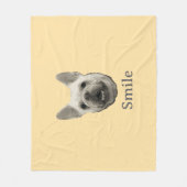 Glimlach Franse Bulldog Beige Fleece Deken (Voorkant)