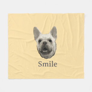 Glimlach Franse Bulldog Beige Fleece Deken
