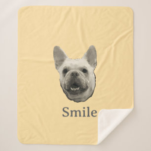 Glimlach Franse Bulldog Beige Sherpa Deken