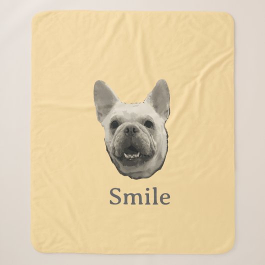 Glimlach Franse Bulldog Beige Sherpa Deken (Voorkant)