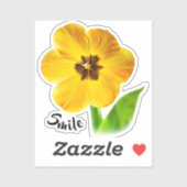 Glimlach - Gele lentetulp - Leuke bloemfoto Sticker (Vel)