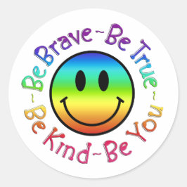 Glimlach Gelukkig Gezicht Emoji Aanmoediging Onder Ronde Sticker