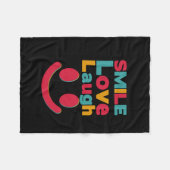 Glimlach, gelukkig, schattig, trendy, geel, esthet fleece deken (Voorkant (Horizontaal))