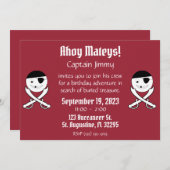 Glimlach Gezicht Jolly Roger Pirate Party uitnodig Kaart (Voorkant / Achterkant)