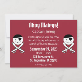 Glimlach Gezicht Jolly Roger Pirate Party uitnodig Kaart