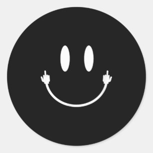 Glimlach gezicht middelvinger hand grappig sarcasm ronde sticker