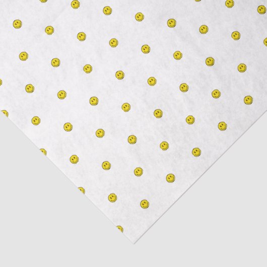 Glimlach Gezicht Polka Dot Emoji's Gelukkig Geel L Tissuepapier (Detail)