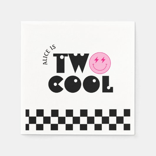 Glimlach Gezicht Retro Twee Koele Verjaardag Servet (Voorkant)