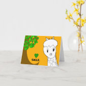 Glimlach! Giraffe Notecard Kaart (Gele Bloem)
