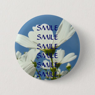 GLIMLACH GLIMLACH Knop Blauwe Lucht Witte Madelief Ronde Button 5,7 Cm